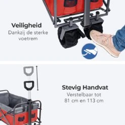 LifeGoods Bolderkar - Opvouwbaar - Tot 80KG - 94L - Wasbaar Polyester - 98x45cm - Rood/Grijs -Intex Deals Winkel 1200x1200 882