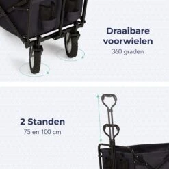 LifeGoods Bolderkar - Opvouwbaar - Draaibare Wielen - 2 Standen - 70KG Draagkracht - Zwart -Intex Deals Winkel 1200x1200 885