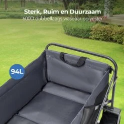 LifeGoods Bolderkar - Opvouwbaar - Tot 80KG - 94L - Wasbaar Polyester - 98x45cm - Zwart/Grijs -Intex Deals Winkel 1200x1200 895