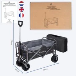 LifeGoods Bolderkar - Opvouwbaar - Tot 80KG - 94L - Wasbaar Polyester - 98x45cm - Zwart/Grijs -Intex Deals Winkel 1200x1200 897