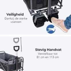 LifeGoods Bolderkar - Opvouwbaar - Tot 80KG - 94L - Wasbaar Polyester - 98x45cm - Zwart/Grijs -Intex Deals Winkel 1200x1200 900