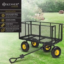 Exxen KESSER® Bolderkar, 550 Kg Belastbaar, Tuinwagen, Transportwagen, Tuinwagen, Uitneembaar Zeil, Gereedschapswagen, Handwagen, Veelzijdig Inzetbaar, Zwart -Intex Deals Winkel 1200x1200 908