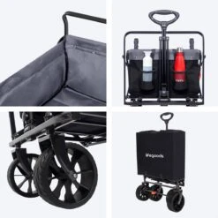 LifeGoods Bolderkar - Opvouwbaar - Tot 120KG - 103L - Extra Draagtas En Duwstang - Wasbaar Polyester - 98x45cm - Zwart/Grijs -Intex Deals Winkel 1200x1200 941