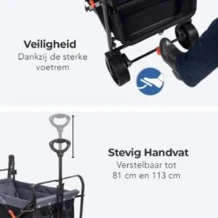 LifeGoods Bolderkar - Opvouwbaar - Tot 120KG - 103L - Extra Draagtas En Duwstang - Wasbaar Polyester - 98x45cm - Zwart/Grijs -Intex Deals Winkel 1200x1200 945