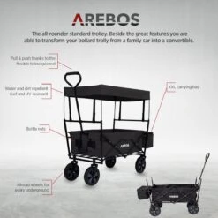 AREBOS Handwagen Vouwbare Dak Handwagen Vouwbare Trolley Uitrustingswagen Zwart -Intex Deals Winkel 1200x1200 957