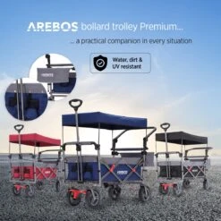 AREBOS Premium Steekwagen Met Dak Opvouwbare Tuinkar Handkar Bolderkar Blauw / Grijs -Intex Deals Winkel 1200x1200 982