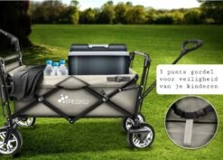 Wildebeest Bolderkar Opvouwbaar Grijs - Bolderwagen Met Kinder Zitje - Bolderkarren - Handkar Grijs - Opvouwbaar Transportwagen - Transportkar - Handkar Tuin Trolley Met Dak Transport Trolley XXL -Intex Deals Winkel 1200x861 4