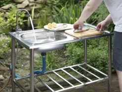 Camping/Outdoor Inox Tafel Met Gootsteen Lavabo En Kraan 100x77x50cm -Intex Deals Winkel 1200x909