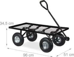 Relaxdays Bolderkar Tuin - Platte Tuinwagen - Luchtbanden - 200 Kg - Transportkar - Staal -Intex Deals Winkel 1200x937 4