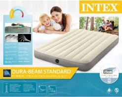 Intex Luchtbedset Intex Luchtbed - Twijfelaar - 137 X 191 X 25 Cm - Beige + Intex Elektrische Pomp - 650 Liter/min + Hoeslaken Zwart + Reparatieset -Intex Deals Winkel 1200x950