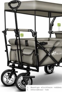 Wildebeest Bolderkar Opvouwbaar Grijs - Bolderwagen Met Kinder Zitje - Bolderkarren - Handkar Grijs - Opvouwbaar Transportwagen - Transportkar - Handkar Tuin Trolley Met Dak Transport Trolley XXL -Intex Deals Winkel 810x1200 1
