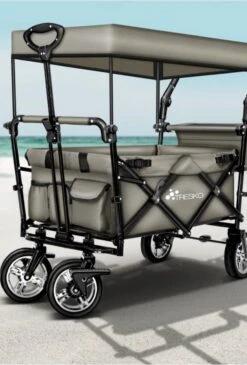 Wildebeest Bolderkar Opvouwbaar Grijs - Bolderwagen Met Kinder Zitje - Bolderkarren - Handkar Grijs - Opvouwbaar Transportwagen - Transportkar - Handkar Tuin Trolley Met Dak Transport Trolley XXL -Intex Deals Winkel 812x1200 1