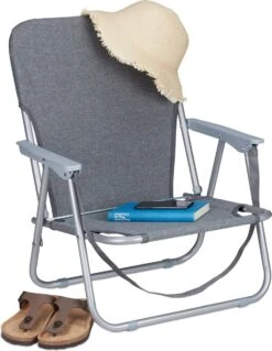 Relaxdays Strandstoel Opvouwbaar - Set Van 2 - Lage Campingstoel - Kampeerstoel Leuning - Grijs -Intex Deals Winkel 930x1200